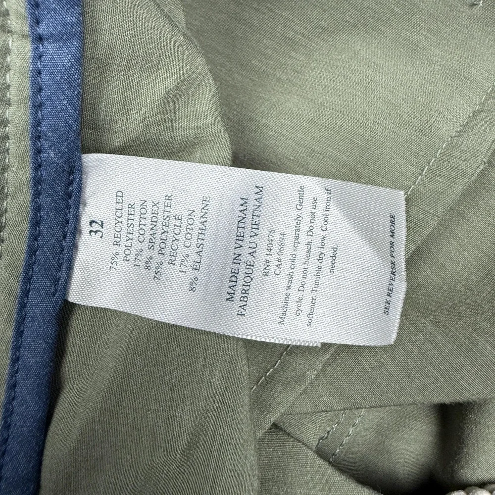 Faherty All Day Shorts Mens 32 Green Chino Stretch Microfiber 9 Inseam Casual